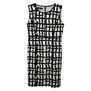 Lafayette 148 | Black Patterned Sleeveless Sheath Career Dress, Size 2